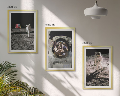 Set 3 slik v okvirju Pristanek astronavta Nase na Luni