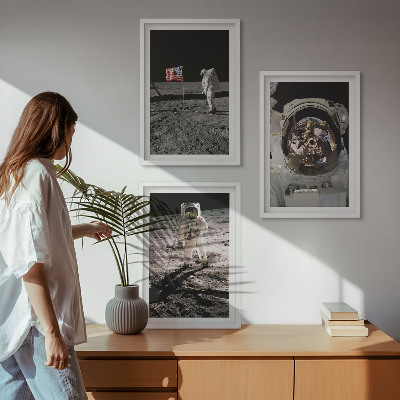 Set 3 slik v okvirju Pristanek astronavta Nase na Luni