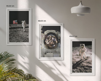 Set 3 slik v okvirju Pristanek astronavta Nase na Luni