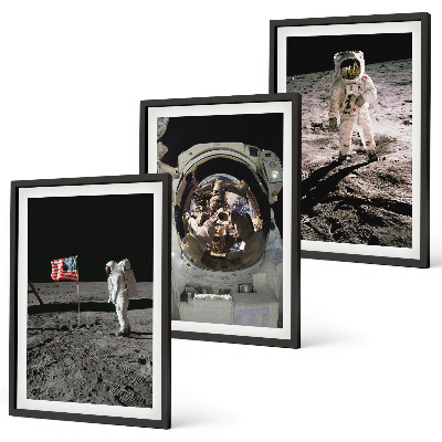 Set 3 slik v okvirju Pristanek astronavta Nase na Luni