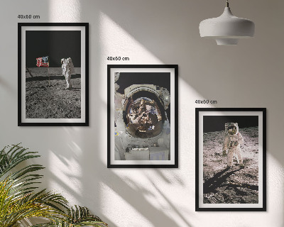 Set 3 slik v okvirju Pristanek astronavta Nase na Luni