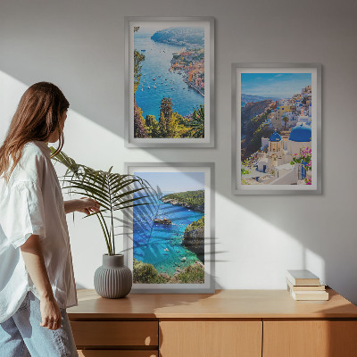Večdelna slika v okvirju Grški pogledi na Santorini Oia