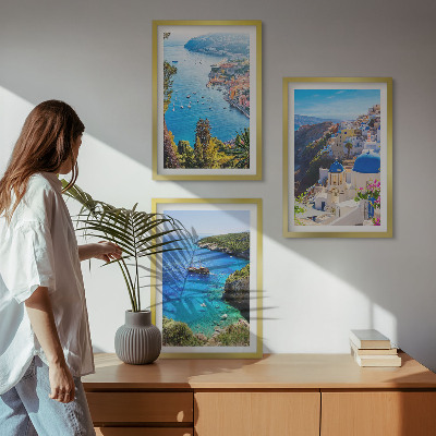 Večdelna slika v okvirju Grški pogledi na Santorini Oia