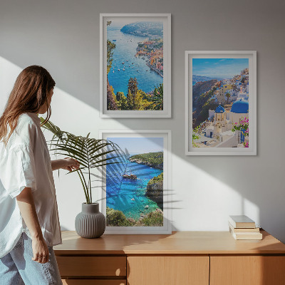 Večdelna slika v okvirju Grški pogledi na Santorini Oia