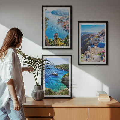 Večdelna slika v okvirju Grški pogledi na Santorini Oia