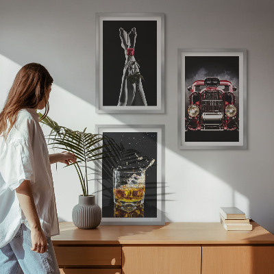 Večdelna slika v okvirju Ženske noge rose car whiskey