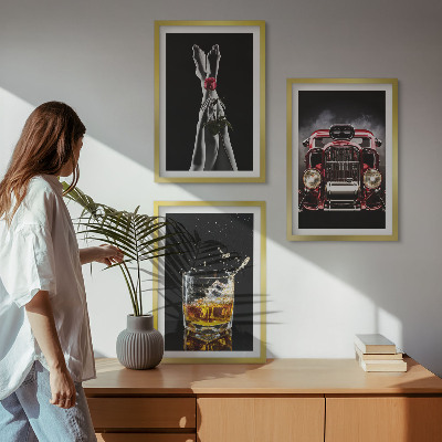 Večdelna slika v okvirju Ženske noge rose car whiskey