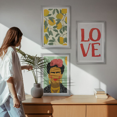 Večdelna slika v okvirju Limone OBOŽUJEJO portret Fride