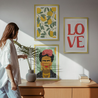 Večdelna slika v okvirju Limone OBOŽUJEJO portret Fride