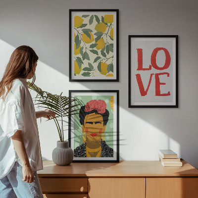 Večdelna slika v okvirju Limone OBOŽUJEJO portret Fride