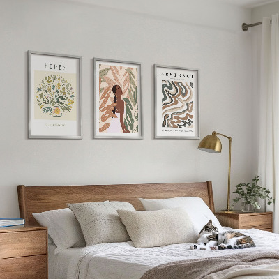 Triptih v okvirju Boho pastelni minimalistični plakati