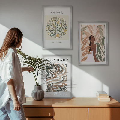 Triptih v okvirju Boho pastelni minimalistični plakati