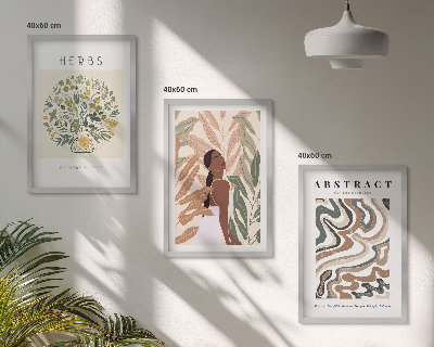 Triptih v okvirju Boho pastelni minimalistični plakati