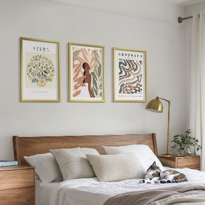 Triptih v okvirju Boho pastelni minimalistični plakati