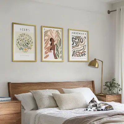 Boho pastelni minimalistični plakati triptih v okvirju
