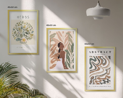 Triptih v okvirju Boho pastelni minimalistični plakati