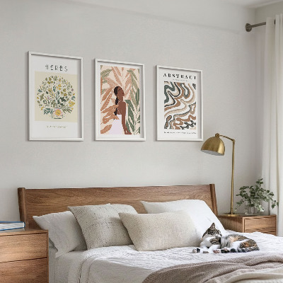 Triptih v okvirju Boho pastelni minimalistični plakati