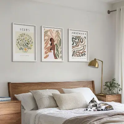 Boho pastelni minimalistični plakati triptih v okvirju