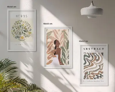 Boho pastelni minimalistični plakati triptih v okvirju
