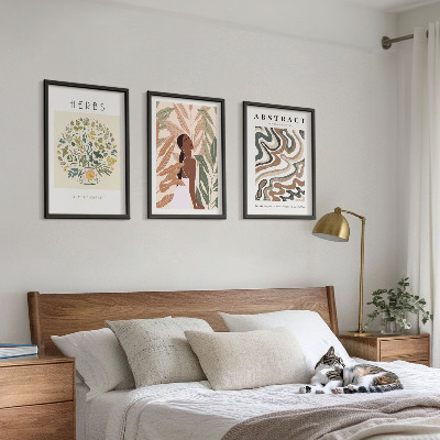 Triptih v okvirju Boho pastelni minimalistični plakati
