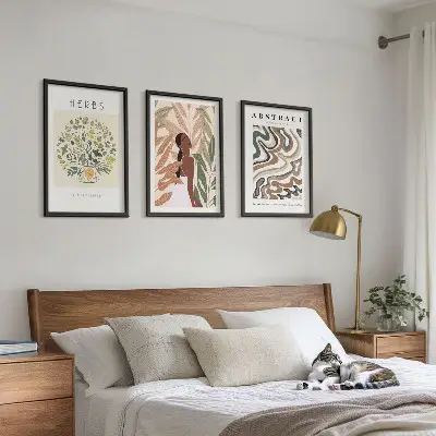 Boho pastelni minimalistični plakati triptih v okvirju