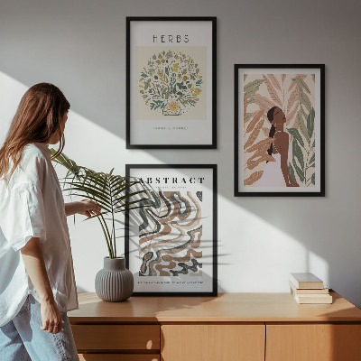Triptih v okvirju Boho pastelni minimalistični plakati