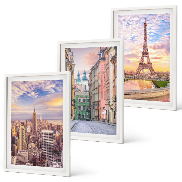 Triptih v okvirju Mesta New York Pariz Somrak