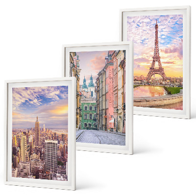 Triptih v okvirju Mesta New York Pariz Somrak