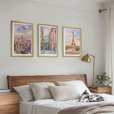 Triptih v okvirju Mesta New York Pariz Somrak