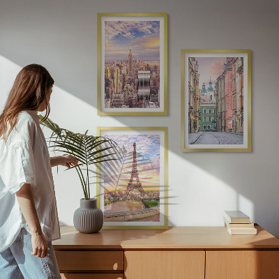 Triptih v okvirju Mesta New York Pariz Somrak