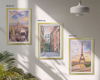 Triptih v okvirju Mesta New York Pariz Somrak