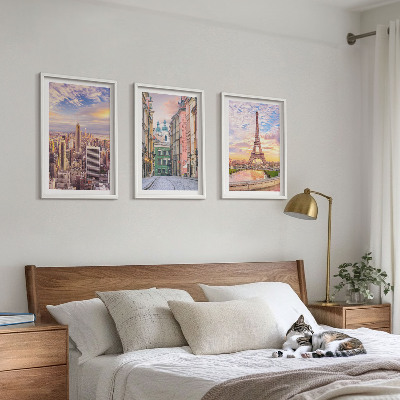 Triptih v okvirju Mesta New York Pariz Somrak