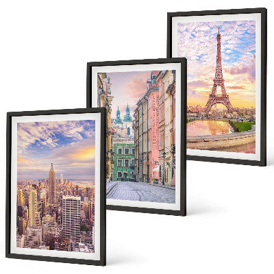 Triptih v okvirju Mesta New York Pariz Somrak