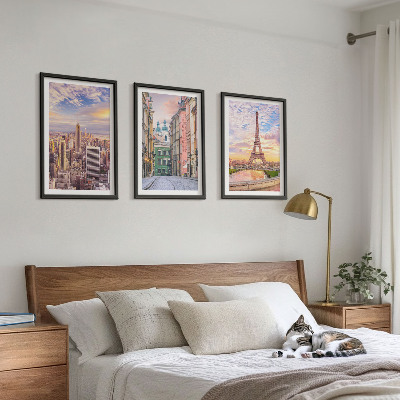 Triptih v okvirju Mesta New York Pariz Somrak