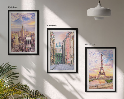 Triptih v okvirju Mesta New York Pariz Somrak