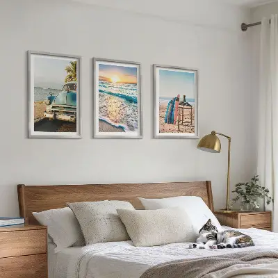 Komplet 3 slik v okvirju motiv počitnice ob sončnem zahodu v Miamiju