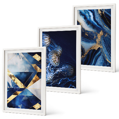 Set 3 slik v okvirju Abstraktni elegantni vzorci