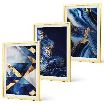 Set 3 slik v okvirju Abstraktni elegantni vzorci