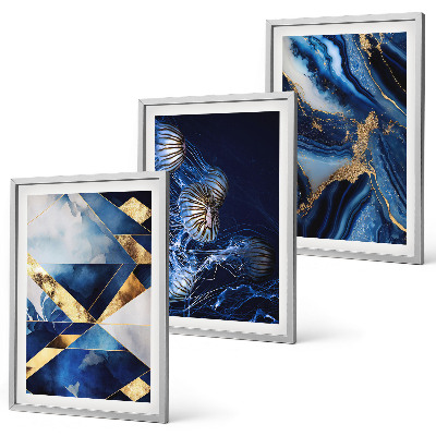 Set 3 slik v okvirju Abstraktni elegantni vzorci