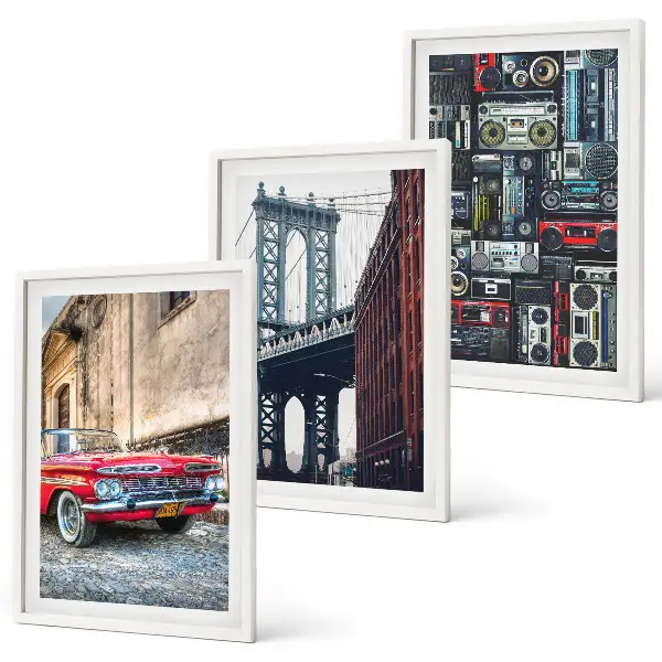 Komplet 3 slik v okvirju stari avtomobilski most v Brooklynu v retro slogu