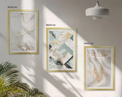 Večdelna slika v okvirju z elegantnimi marmornimi vzorci