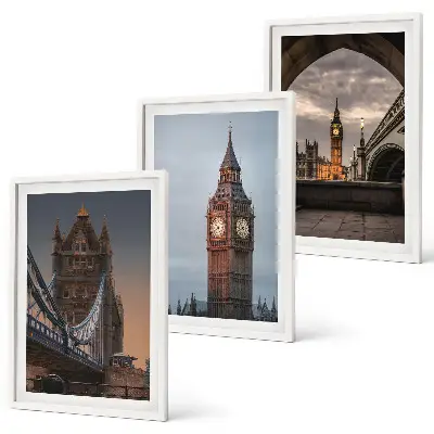 Ura Big Ben na Londonskem mostu triptih v okvirju