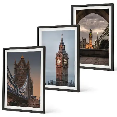 Ura Big Ben na Londonskem mostu triptih v okvirju