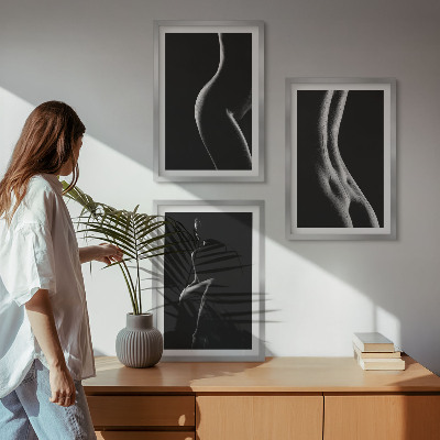 Večdelna slika v okvirju Črno-bele ženske silhuete