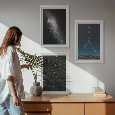Ozvezdje vesoljske galaksije Rak komplet 3 slik v okvirju