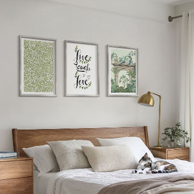 Set 3 slik v okvirju Zeleni listi rastlinske arhitekture