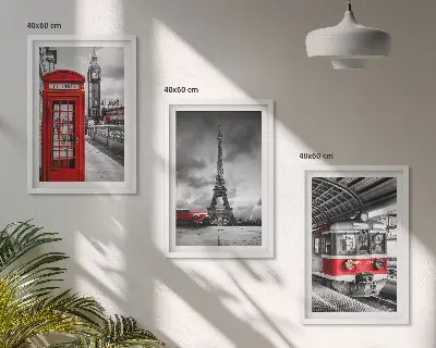 Ikone London in Pariz triptih v okvirju s prometnim motivom
