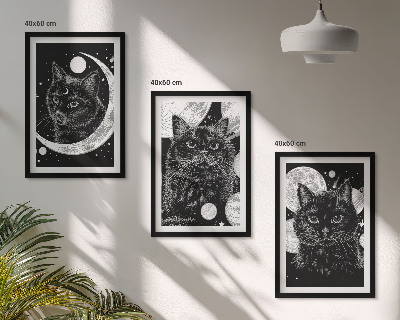 Večdelna slika v okvirju Črne mačke na luni v vesolju