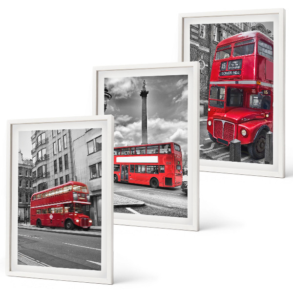 Set 3 slik v okvirju Rdeči avtobusi London