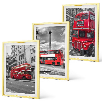Set 3 slik v okvirju Rdeči avtobusi London